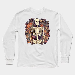 Skeleton and Flowers Long Sleeve T-Shirt